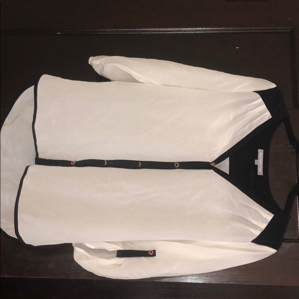 Cream see through blouse, size Small, Daniel Rainn